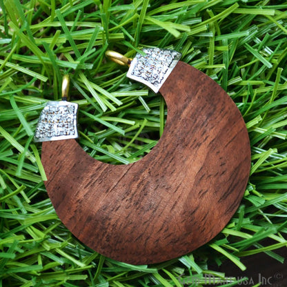 Crescent Pave Diamond Gold Vermeil Charm Pendant - GemMartUSA