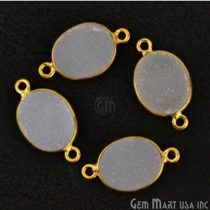 Color Druzy Connector 10x12mm Oval Gold Plated Double Bail Gemstone Connector (Pick Color) (11146) - GemMartUSA