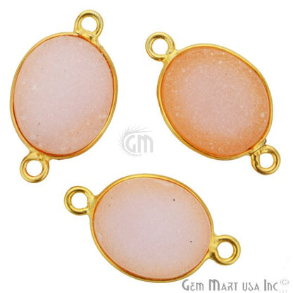 Color Druzy Connector 10x12mm Oval Gold Plated Double Bail Gemstone Connector (Pick Color) (11146) - GemMartUSA