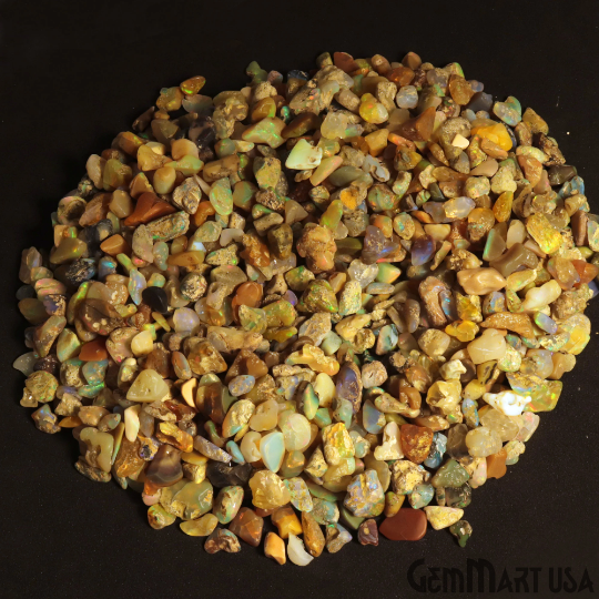 Ethiopian Opal Wholesale Gemstones, 100% Natural Precious Gems, Rainbow Rough Loose Gems, 6-9mm, Freeform, 100 Carats