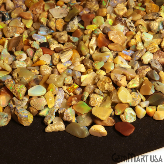 Ethiopian Opal Wholesale Gemstones, 100% Natural Precious Gems, Rainbow Rough Loose Gems, 6-9mm, Freeform, 100 Carats