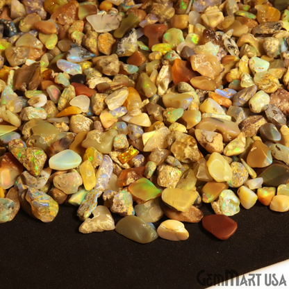Ethiopian Opal Wholesale Gemstones, 100% Natural Precious Gems, Rainbow Rough Loose Gems, 6-9mm, Freeform, 100 Carats