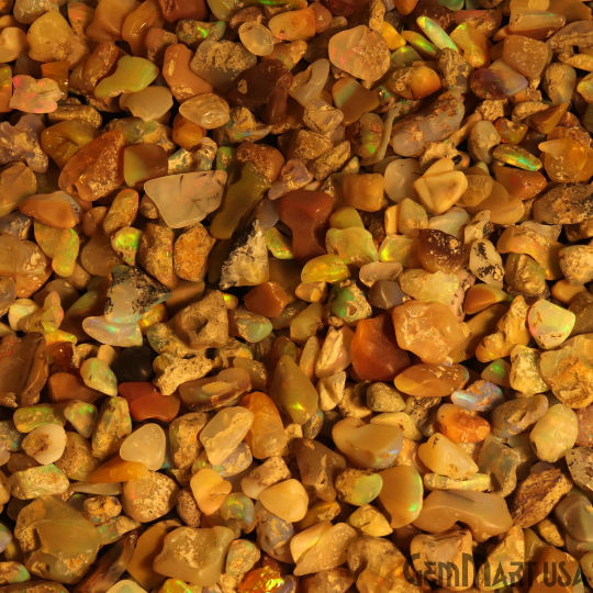 Ethiopian Opal Wholesale Gemstones, 100% Natural Precious Gems, Rainbow Rough Loose Gems, 6-9mm, Freeform, 100 Carats