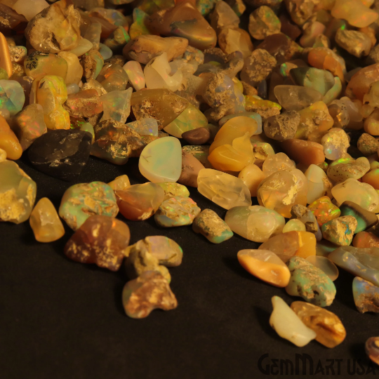 Ethiopian Opal Wholesale Gemstones, 100% Natural Precious Gems, Rainbow Rough Loose Gems, 6-9mm, Freeform, 100 Carats