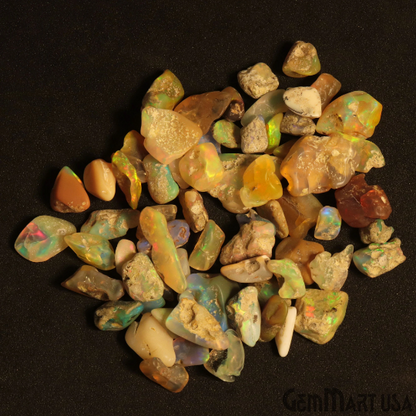 Ethiopian Opal Wholesale Gemstones, 100% Natural Precious Gems, Rainbow Rough Loose Gems, 6-9mm, Freeform, 100 Carats