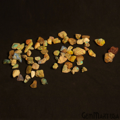 Ethiopian Opal Wholesale Gemstones, 100% Natural Precious Gems, Rainbow Rough Loose Gems, 6-9mm, Freeform, 100 Carats