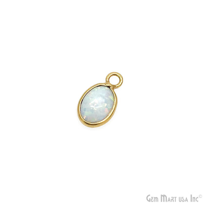 Gemstone Cabochon 7x5mm Oval Single Bail Gold Bezel Connector