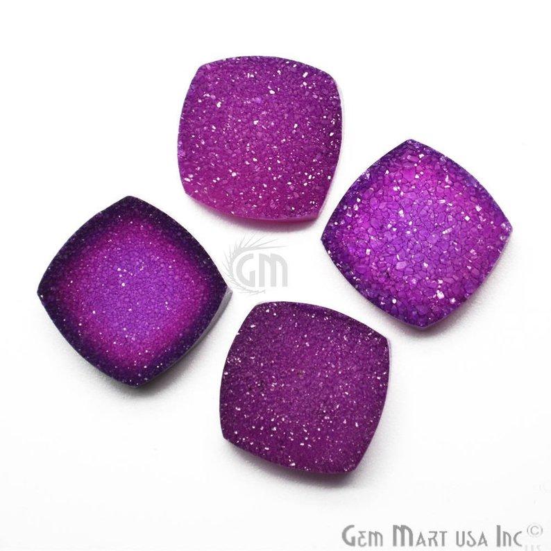 Plain Color Druzy 16mm Cushion Shape Loose Cabochon (Pick Your Color) - GemMartUSA