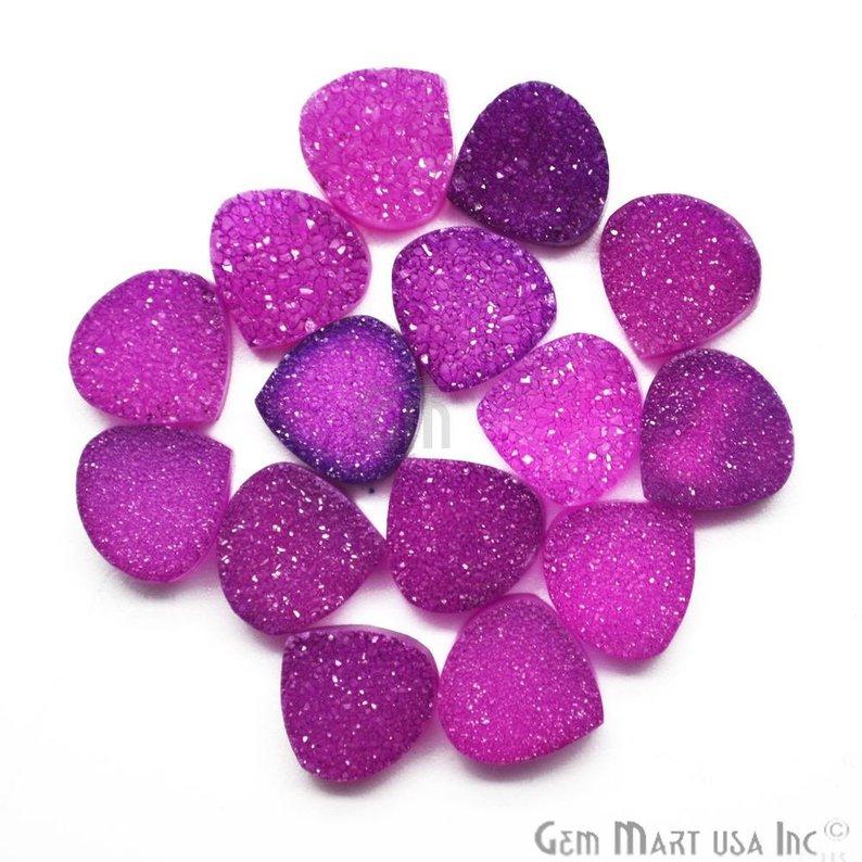 Plain Color Druzy 10mm Heart Shape Loose Cabochon (Pick Your Color) - GemMartUSA