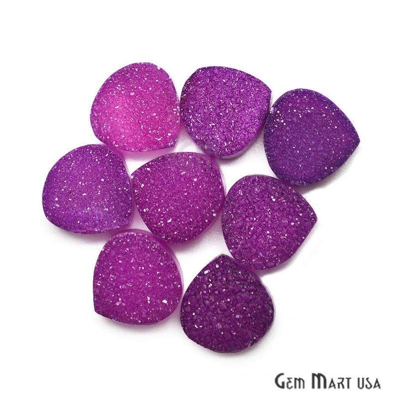 Plain Color Druzy 12mm Heart Shape Loose Cabochon (Pick Your Color) - GemMartUSA