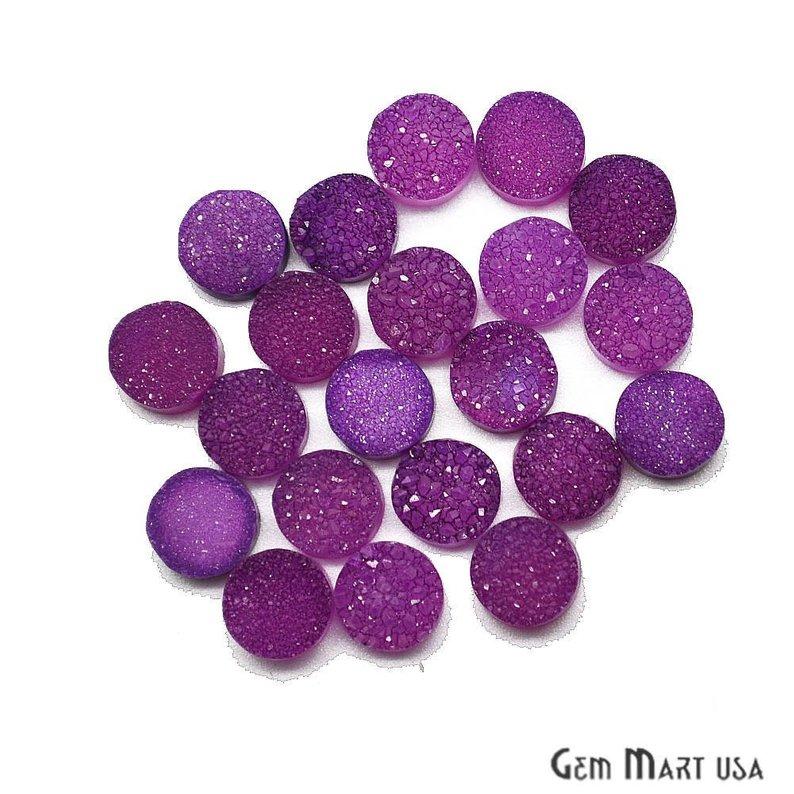 Plain Color Druzy 8mm Round Shape Loose Cabochon (Pick Your Color) - GemMartUSA