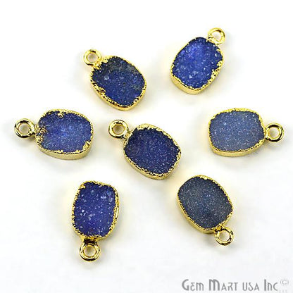 Gold Electroplated Druzy 8x10mm Octagon Shape Druzy Gemstone Connector (Pick Your Color, Bail) - GemMartUSA