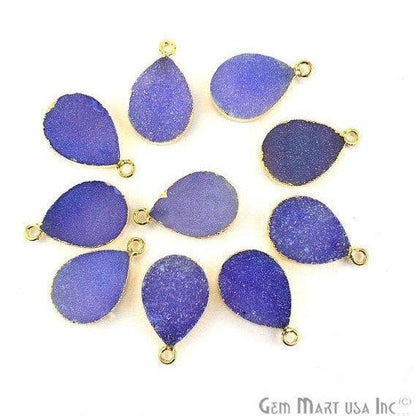 Gold Electroplated 13x18mm Pears Single Bail Druzy Gemstone Connector