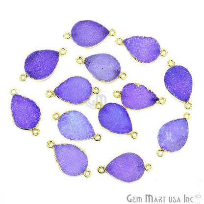 Gold Electroplated 13x18mm Pears Double Bail Druzy Gemstone Connector