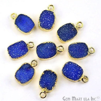 Gold Electroplated Druzy 8x10mm Octagon Shape Druzy Gemstone Connector (Pick Your Color, Bail) - GemMartUSA