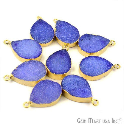 Gold Electroplated 13x18mm Pears Single Bail Druzy Gemstone Connector