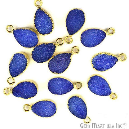 Druzy Gold Electroplated 8x12mm Pears Single Bail Gemstone Connector