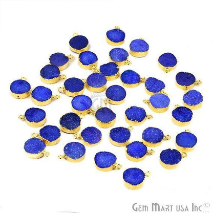 Gold Electroplated Druzy 12mm Round Single Bail Gemstone Connector