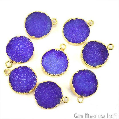 Gold Electroplated 14mm Round Druzy Single Bail Gemstone Connector