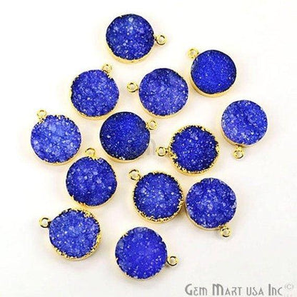 Gold Electroplated 16mm Round Single Bail Druzy Gemstone Connector