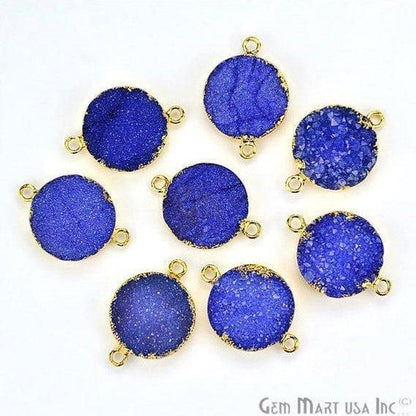 Gold Electroplated 16mm Round Double Bail Druzy Gemstone Connector