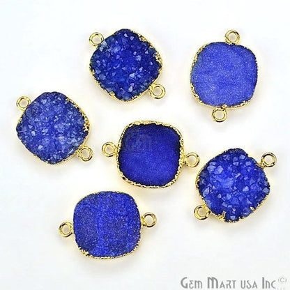 Gold Electroplated Druzy 16mm Square Druzy Gemstone Connector (Pick Your Color, Bail) - GemMartUSA