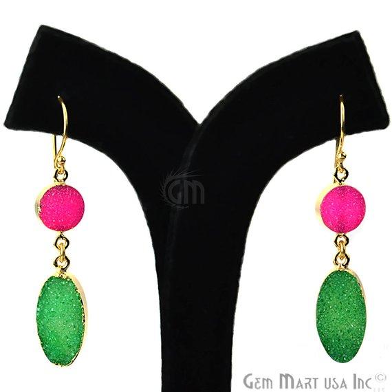 Pink and Green Druzy