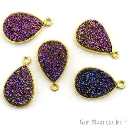 Titanium Druzy 13x18mm Pears Gold Single Bail Bezel Gemstone Connector