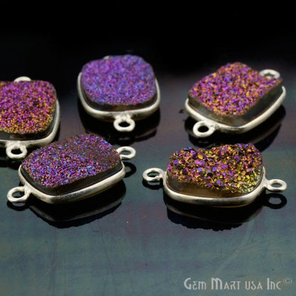 Titanium Druzy 9x11mm Octagon Bezel Connector (Pick Color, Bail, Plating) - GemMartUSA