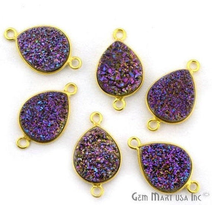 Titanium Druzy 10x12mm Pears Gold Plated Bail Gemstone Connector (Pick Color, Bail, Plating) - GemMartUSA