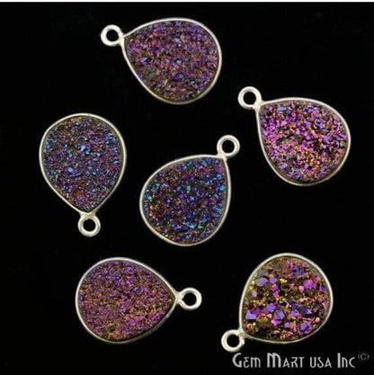 Titanium Druzy 10x12mm Pears Gold Plated Bail Gemstone Connector (Pick Color, Bail, Plating) - GemMartUSA