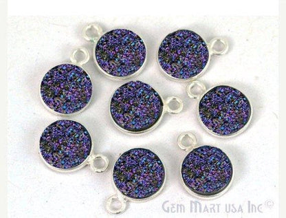 Titanium Druzy 8mm Round Bezel Connector (Pick Color, Bail, Plating) - GemMartUSA