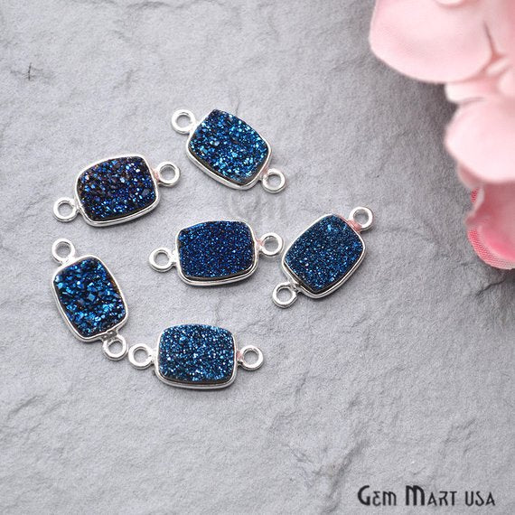 Titanium Druzy 7x9mm Octagon Bezel Connector (Pick Color, Bail, Plating) - GemMartUSA