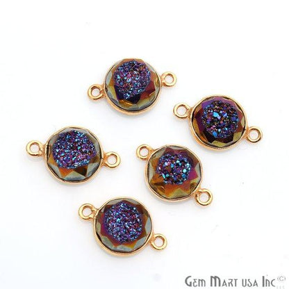 Window Druzy 10mm Round Shape Bezel Cave Druzy Gemstone Connector (Pick Your Color, Bail, Plating) - GemMartUSA