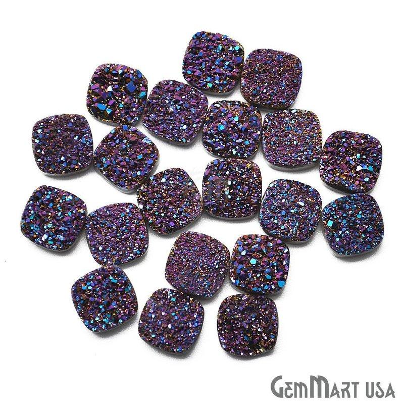 Titanium Druzy 10mm Cushion Shape Loose Cabochon (Pick Your Color) - GemMartUSA