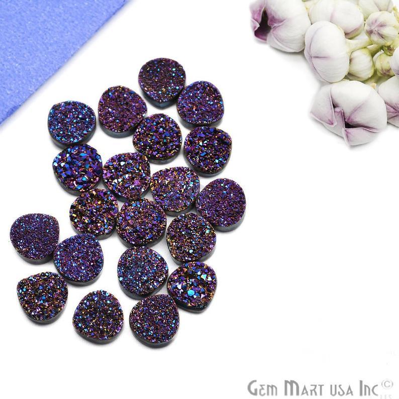 Plain Druzy 10mm Heart Shape Loose Cabochon (Pick Your Color) - GemMartUSA