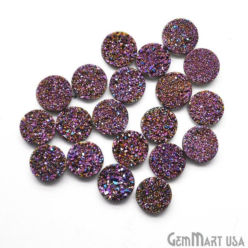 Plain Druzy 8mm Round Shape Loose Cabochon (Pick Your Color) - GemMartUSA