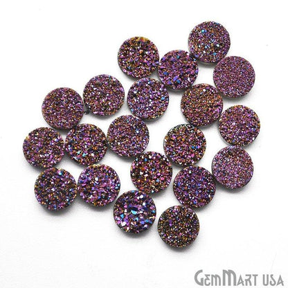 Plain Druzy 8mm Round Shape Loose Cabochon (Pick Your Color) - GemMartUSA