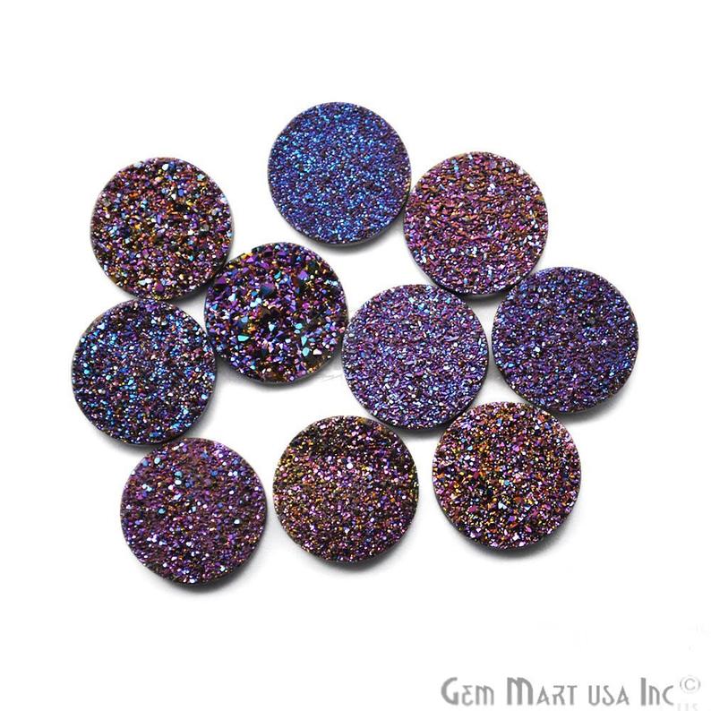 Titanium Druzy Cabochon 14mm Round Druzy (Pick Your Color) - GemMartUSA