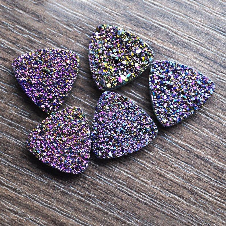 Plain Druzy 16mm Trillion Shape Loose Cabochon (Pick Your Color) - GemMartUSA