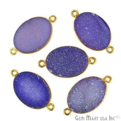 Color Druzy 13x18mm Oval Bezel Gold Plated Bail Gemstone Connector (Pick Color, Bail) - GemMartUSA