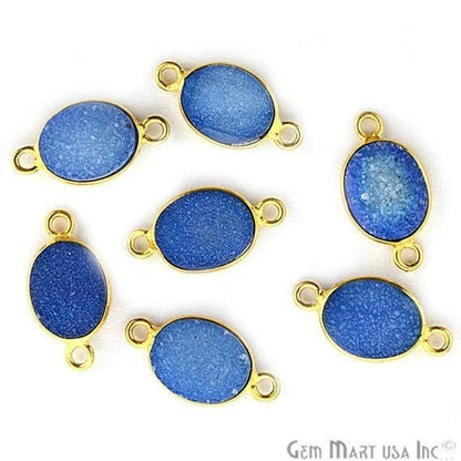 Color Druzy 8x10mm Oval Bezel Gold Plated Double Bail Gemstone Connector (Pick Color) (11149) - GemMartUSA