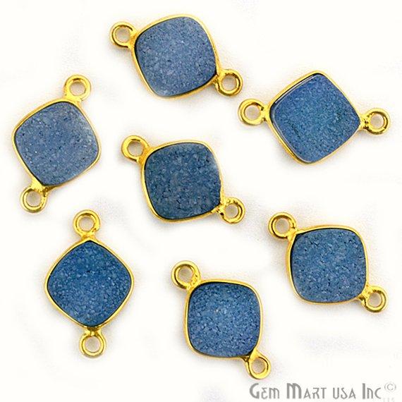 Color Druzy Connector, 8mm Cushion Shape Bezel Gold Plated Gemstone Connector 1pc Choose Your Color - GemMartUSA