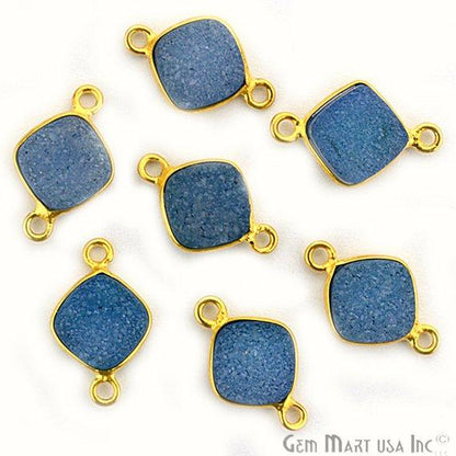Color Druzy Connector, 8mm Cushion Shape Bezel Gold Plated Gemstone Connector 1pc Choose Your Color - GemMartUSA