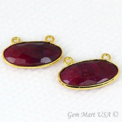 Oval 10x20mm Gold Bezel Cat Bail Gemstone Connector