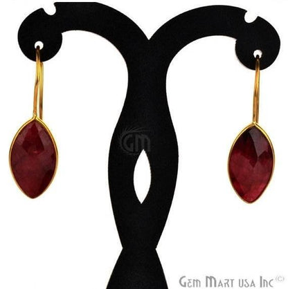 Marquise Shape 11x21mm Gold Plated Gemstone Hook Earrings 1 Pair (Pick your Gemstone) - GemMartUSA