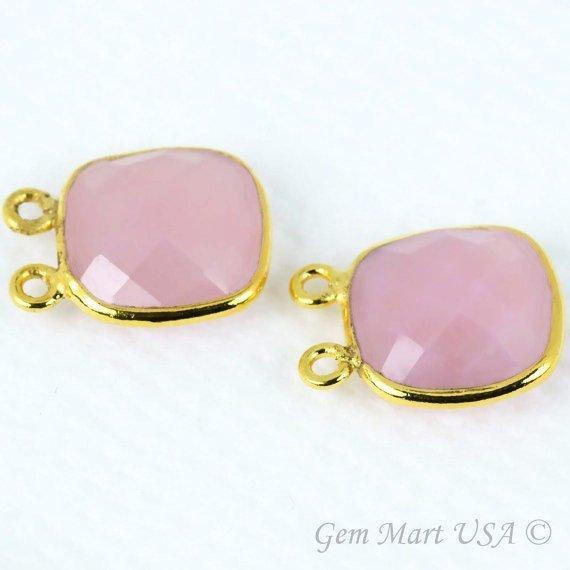 Cushion 12mm Cat Bail Gold Bezel Gemstone Connector