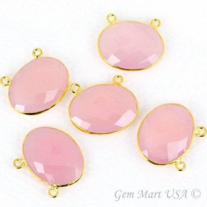 Oval 15x20mm Cat Bail Gold Bezel Gemstone Connector (Pick Stone & Lot Size)