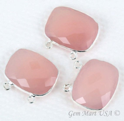 Octagon 15x20mm Silver Plated Cat Bails Gemstone Bezel Connector