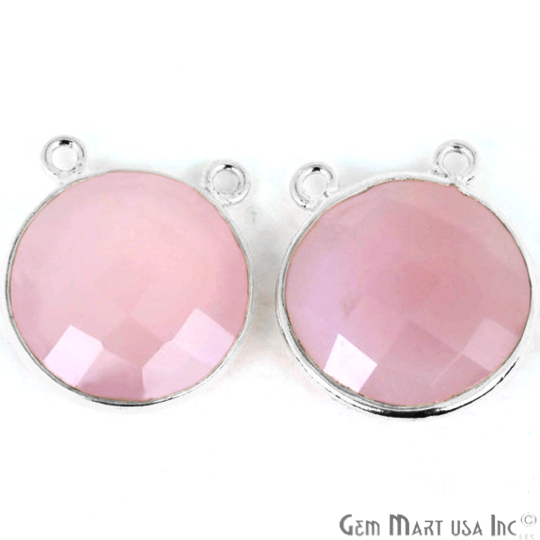 Round 16mm Cat Bail Silver Bezel Gemstone Connector
